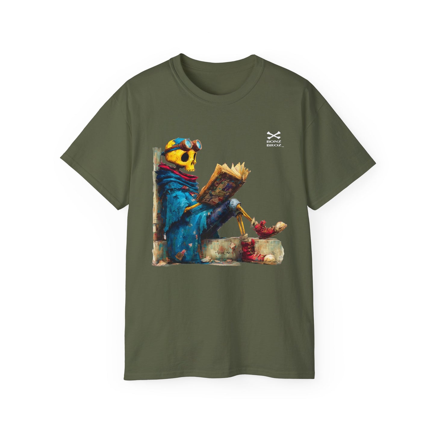 Skeleton Reading Book Tee