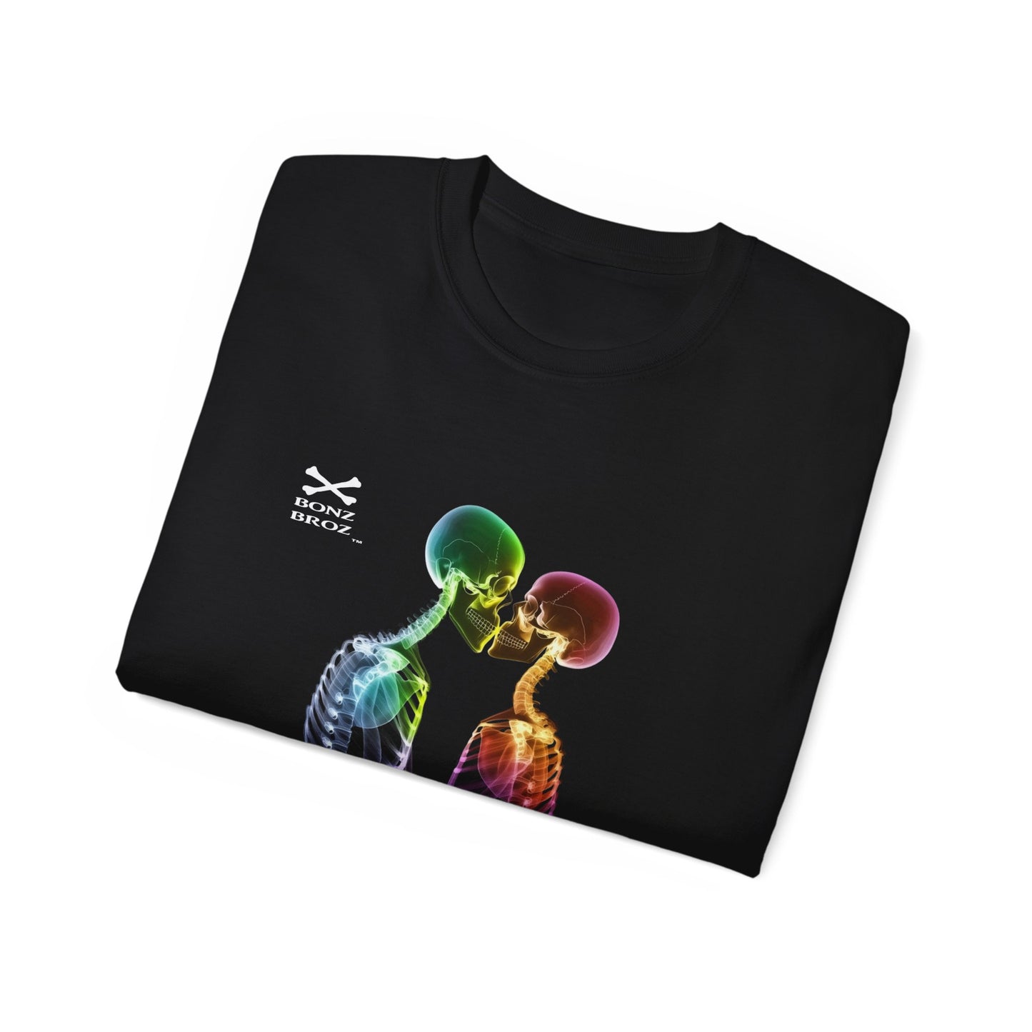 Skeletons Kiss In Rainbow Unisex Tee
